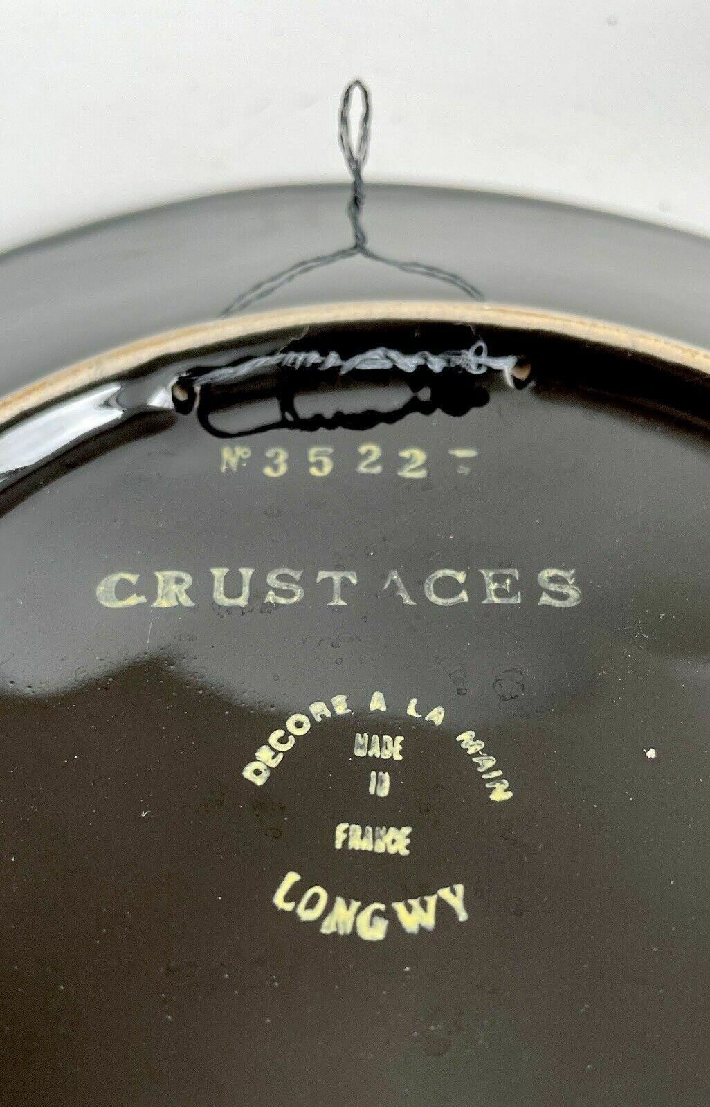 50.0 Longwy French Enamel Plate With Hand Painted Crustaceans L Valenti Numbered 3522 photo