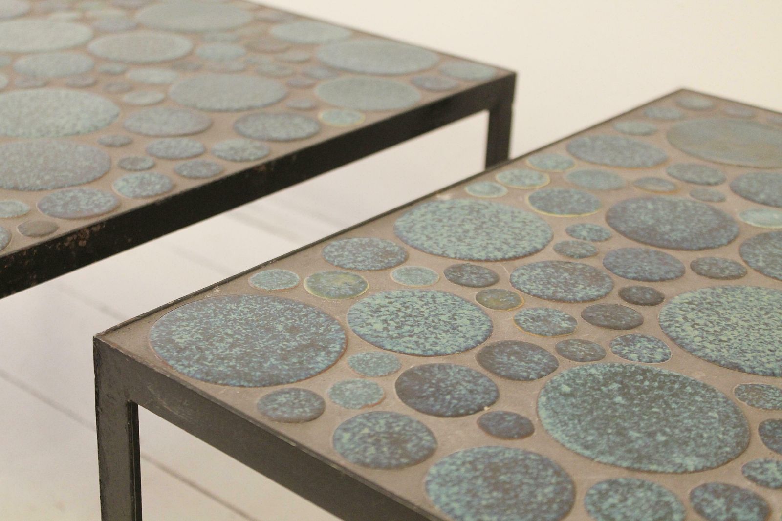 Pair Of Contemporain Ceramic Coffee Tables By Aliette Vliers photo for sale