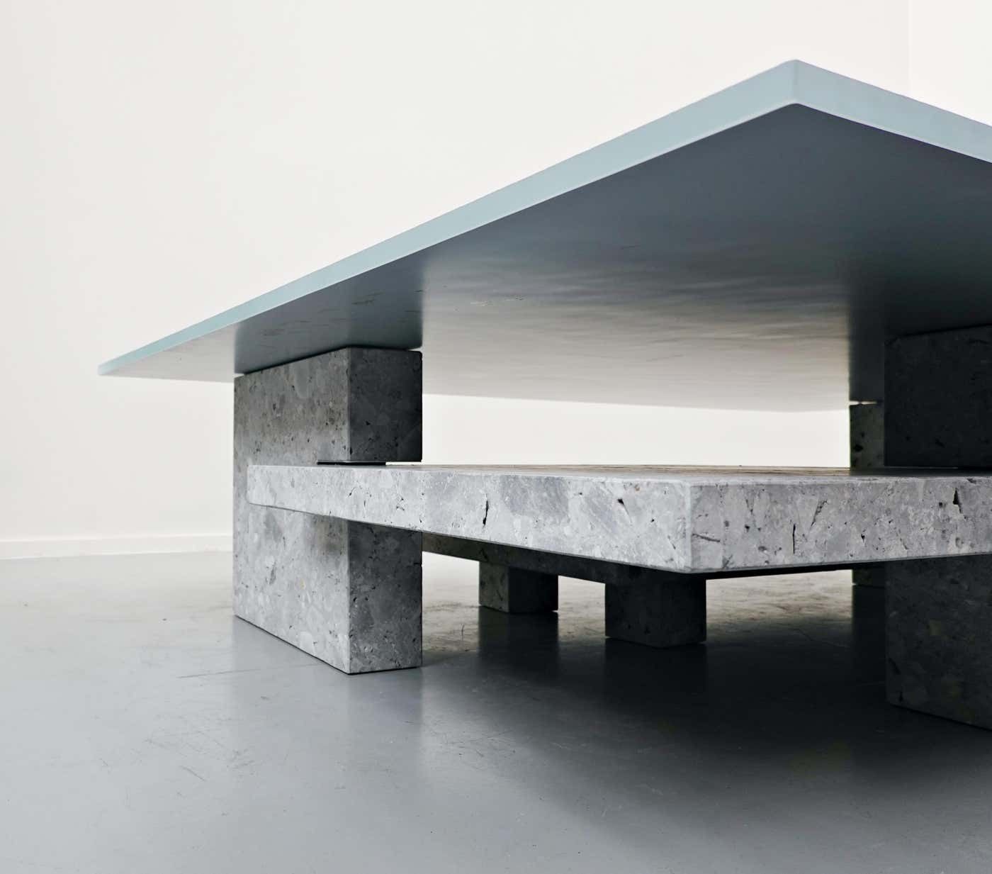 Coffee Table, Ceppo Di Gre And Glass, Designed By Iceberg Architecture Studio photo vintage