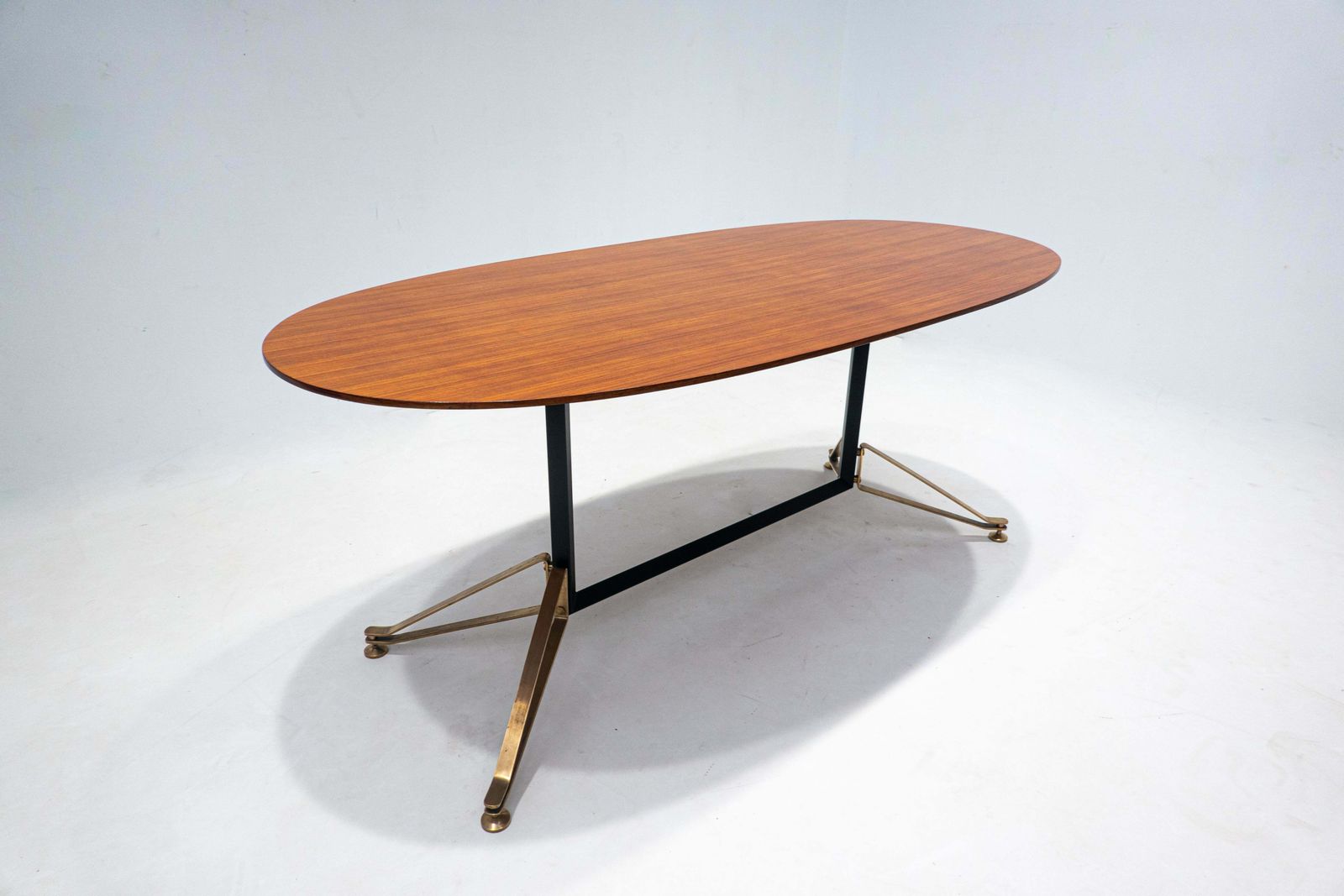 Mid Century Modern Italian Dining Table, Wood And Brass, 1960s photo furniture