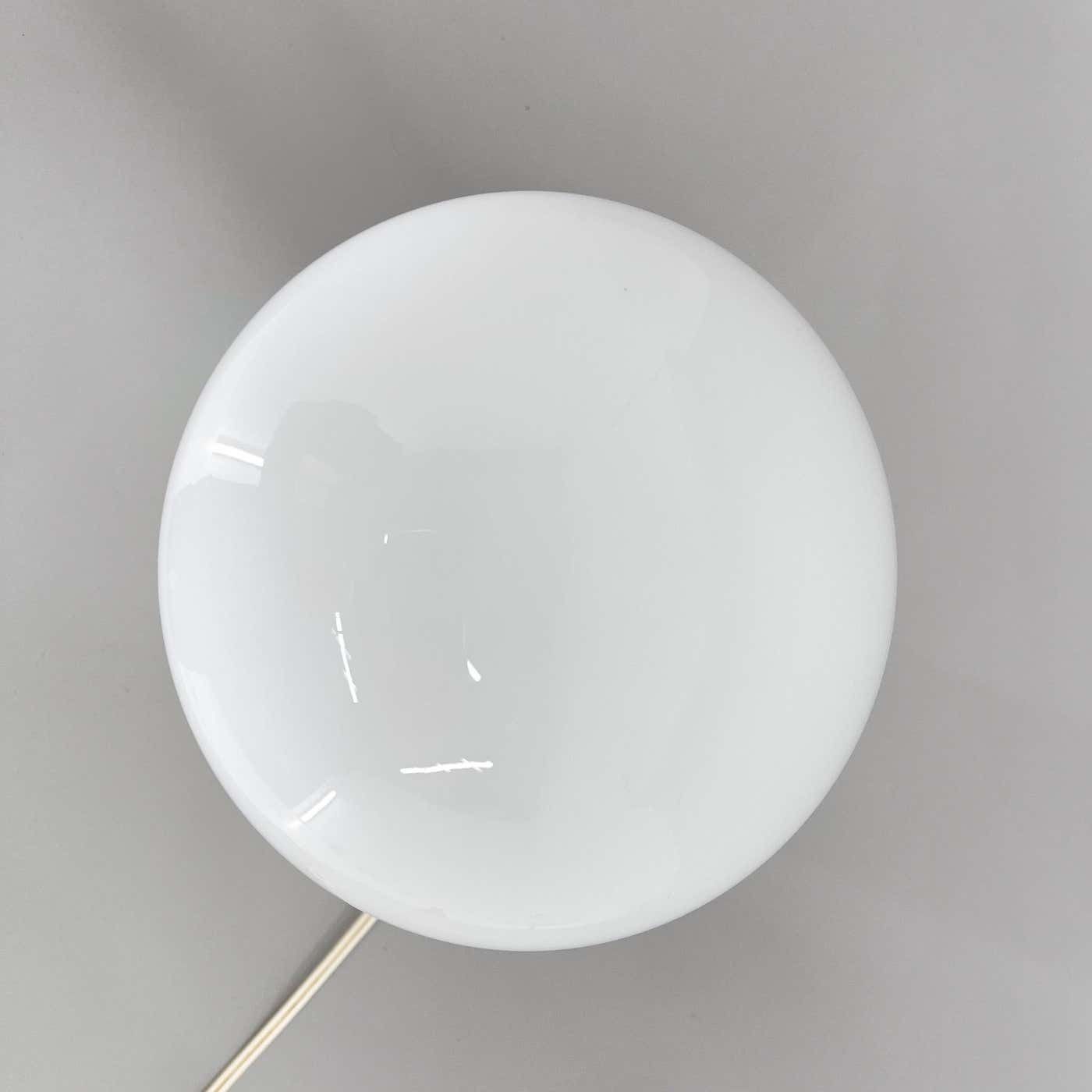 Mid Century Metal & Milk Glass Table Lamp, Italy photo vinterior