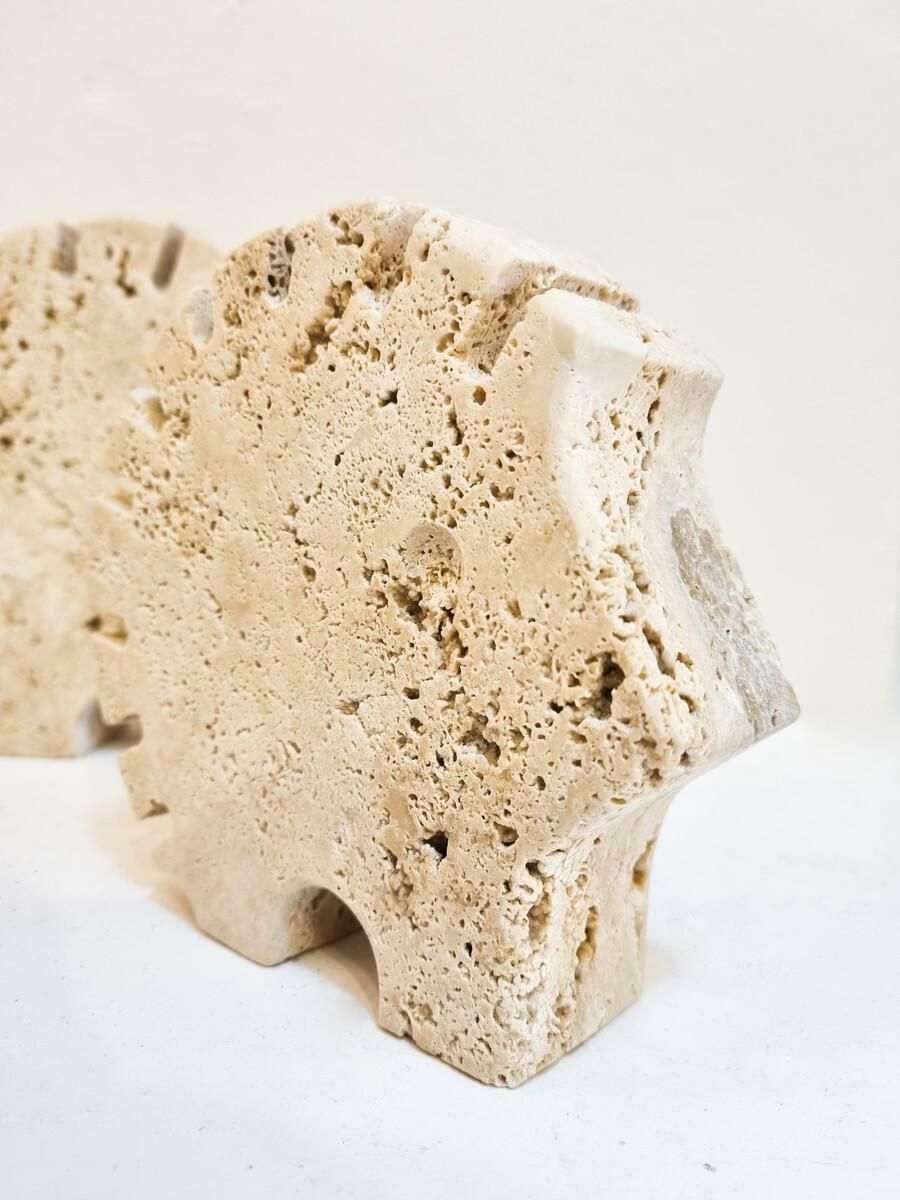 Italian Brutalist Travertine Hedgehog Sculptures By Fratelli Mannelli, Italy photo vinterior