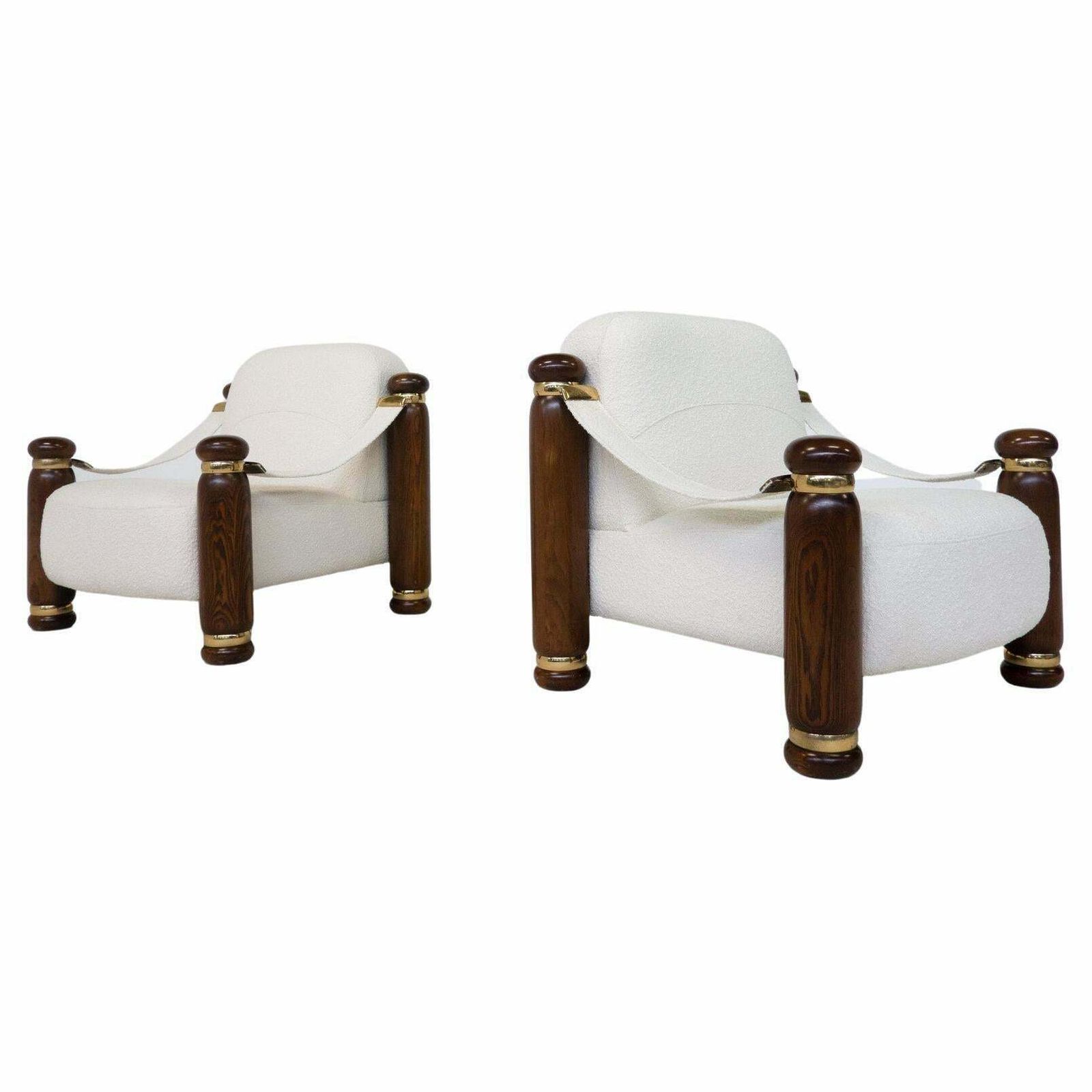 Mid Century Modern Pair Of Armchairs, Italy, 1970s  New Upholstery