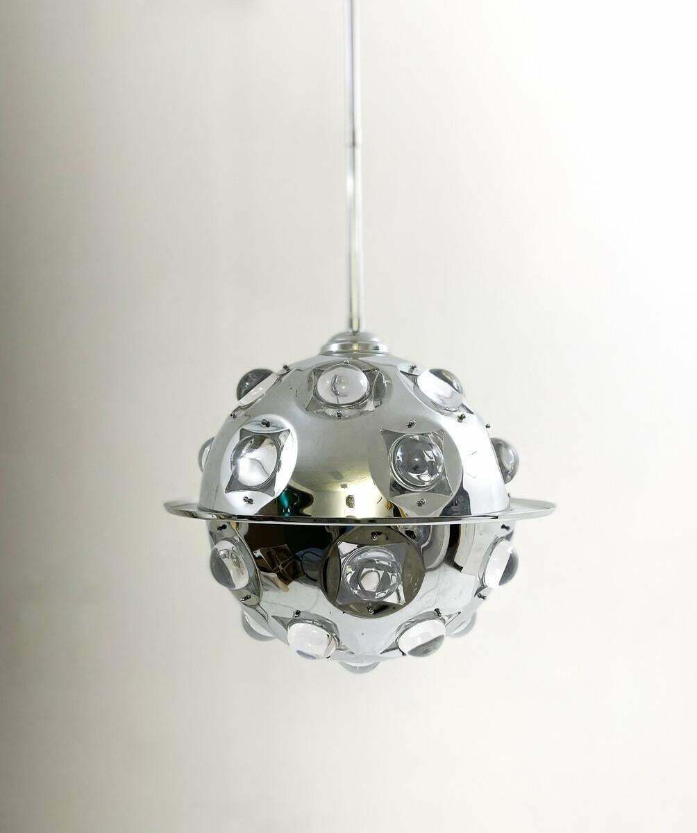 Mid Century Modern Chrome And Glass Suspension By Oscar Torlasco, Italy, 1970s photo buy