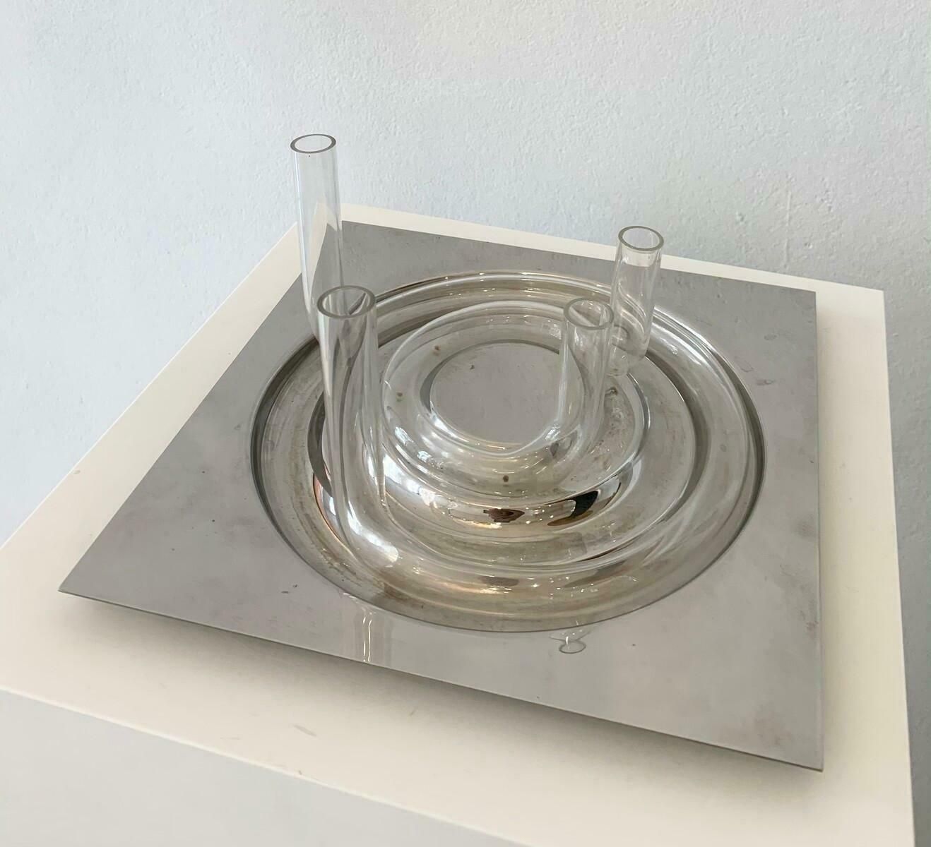 Glass And Metal Soliflore By Jean Keup For Op Der Millen, Belgium, 1970s photo Home Decor