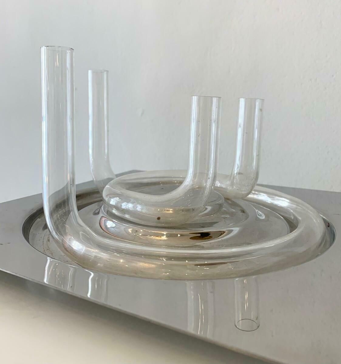 Glass And Metal Soliflore By Jean Keup For Op Der Millen, Belgium, 1970s photo 509.0