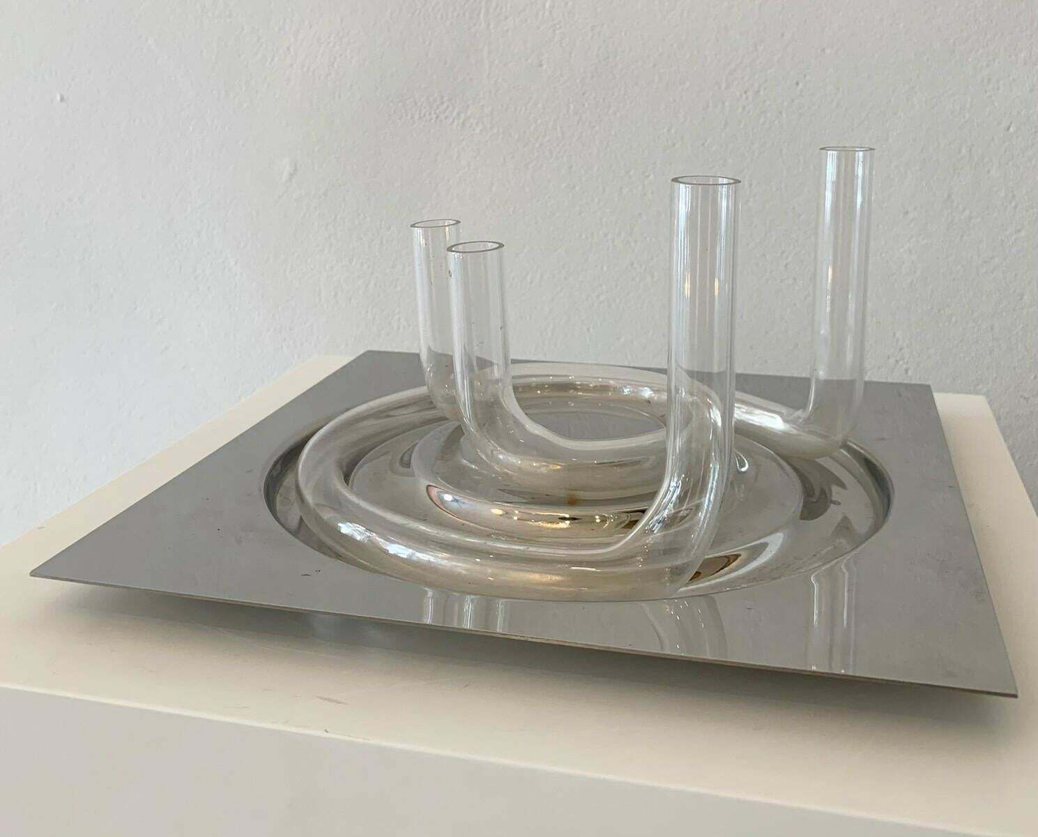 Glass And Metal Soliflore By Jean Keup For Op Der Millen, Belgium, 1970s photo buy