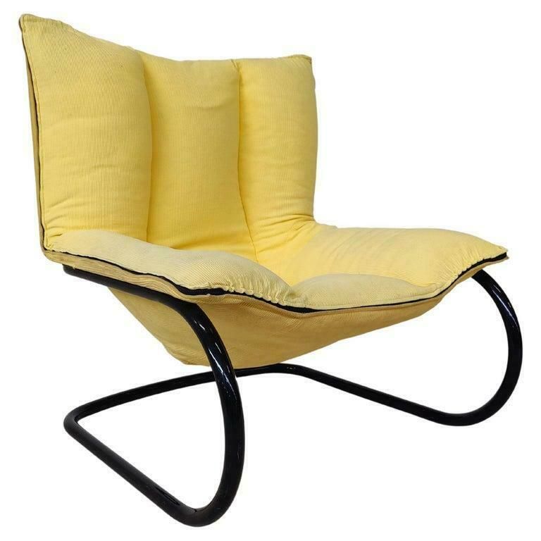 Mid Century Modern Pair Of Yellow Armchairs, Italy, 1970s   Original Fabric photo 2861.0