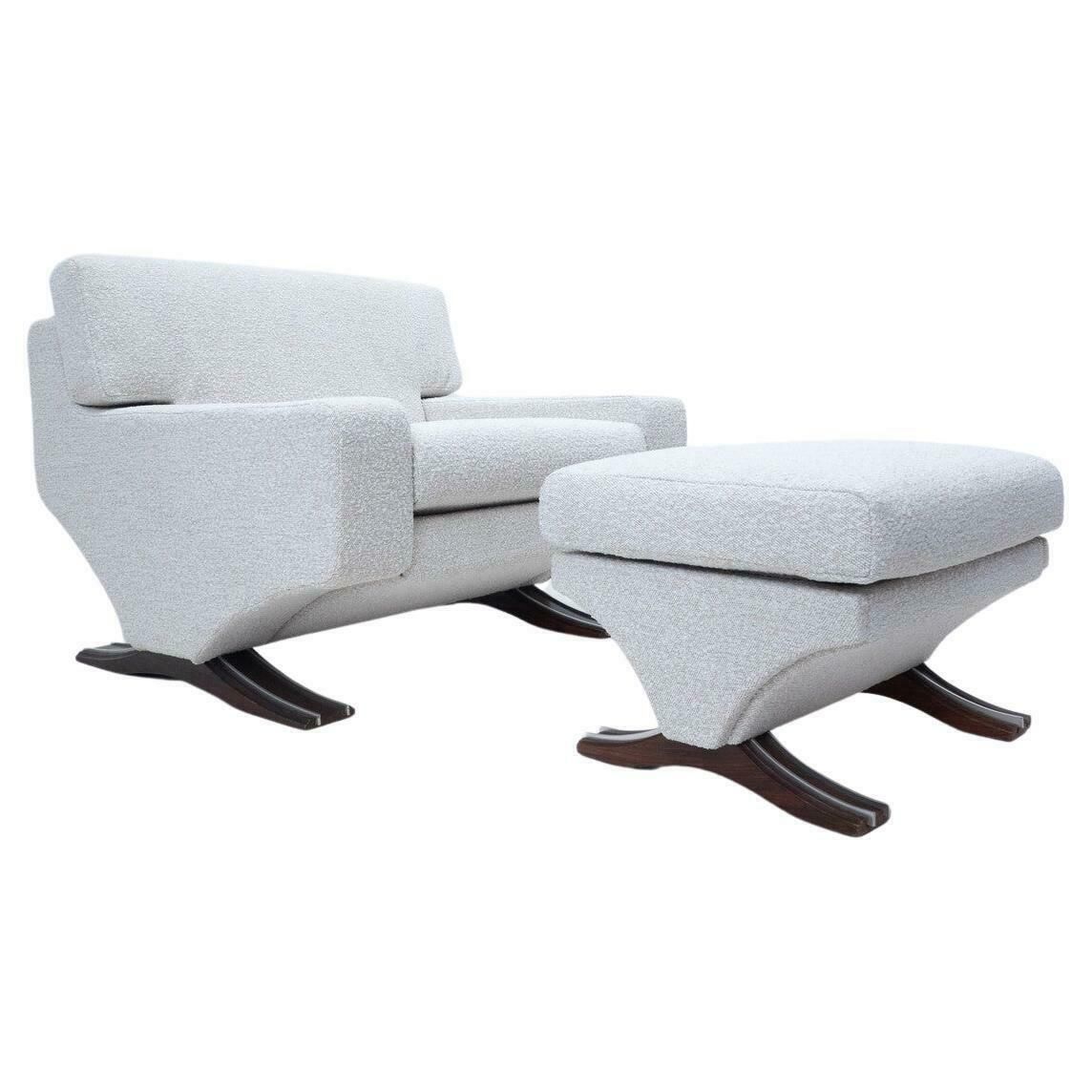 Mid Century Modern Armchair And Ottoman By Franz T. Sartori, Flexform, 1965