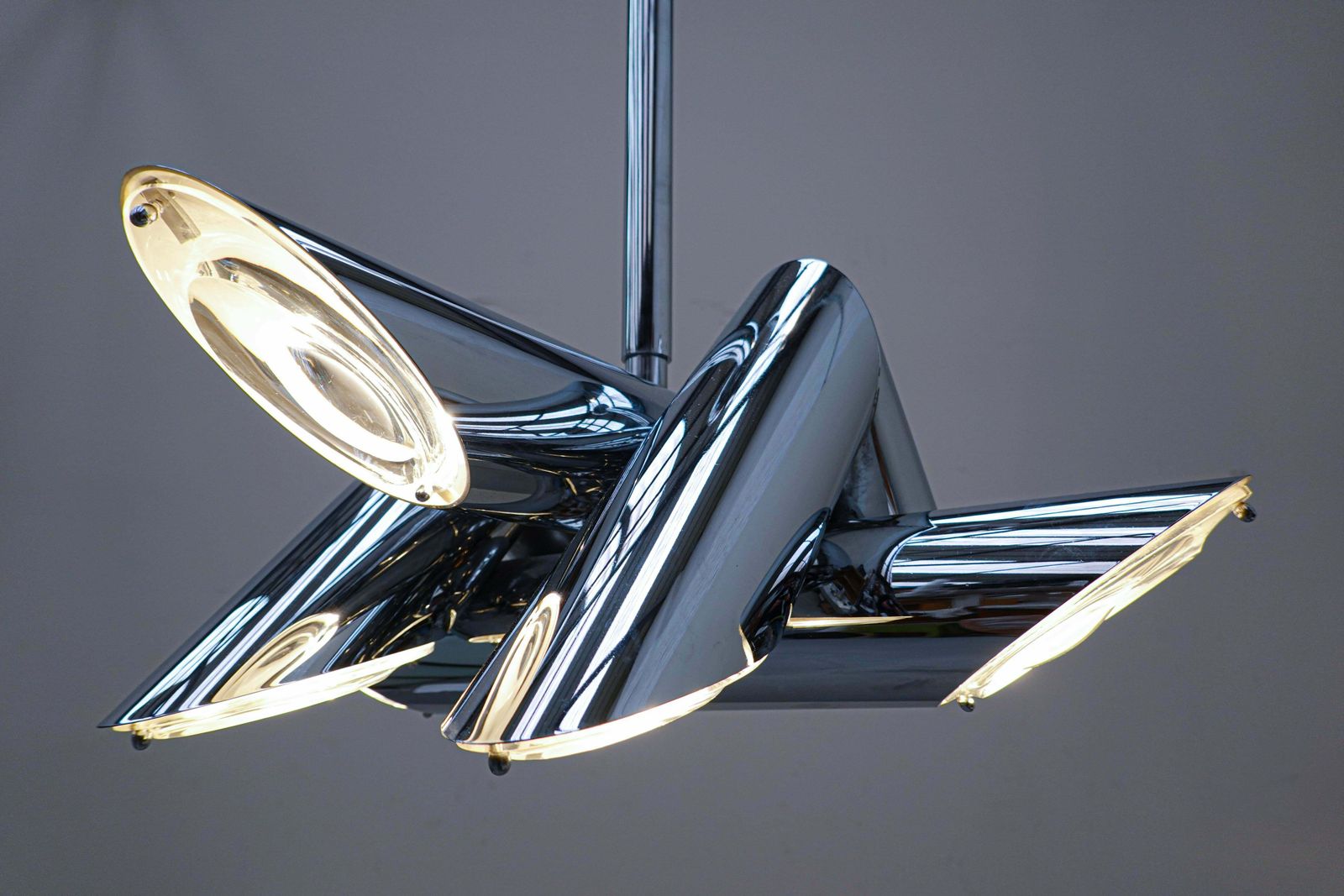 Mid Century Modern Italian Metal Suspension In The Style Of Gaetano Sciolari photo vinterior