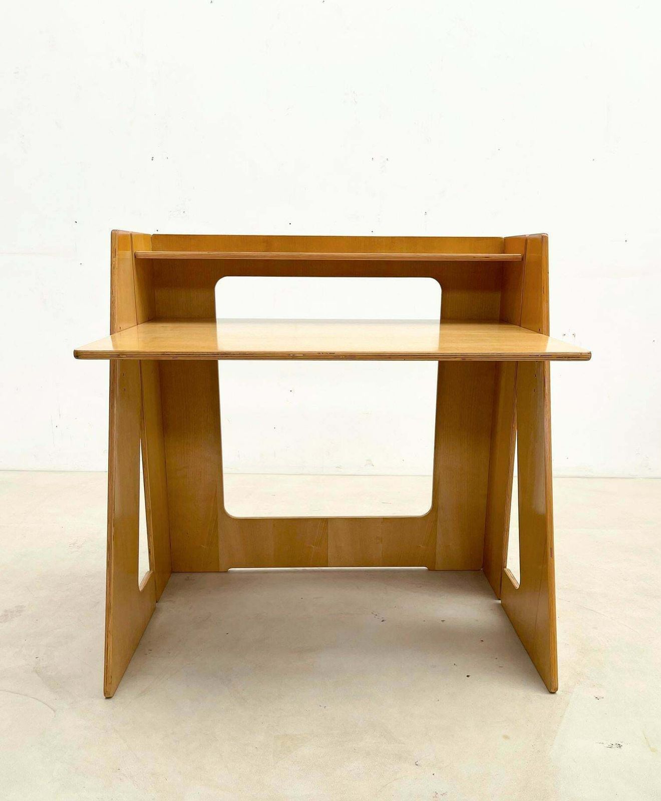 photo for sale Mid Century Modern Wood Foldable 6m Desk And Chair, Italy, 1960s