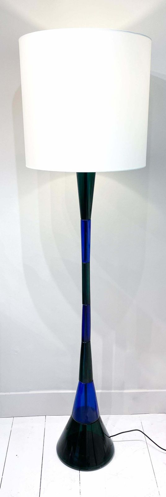 Lighting Mid Century Blue And Green Murano Glass Floor Lamp By Fulvio Bianconi, 1950s photo