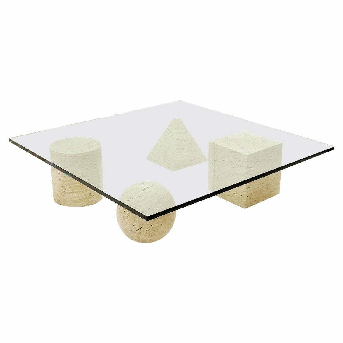 Mid Century "Metaphora" Coffee Table By Massimo Et Lella Vignelli, Travertine