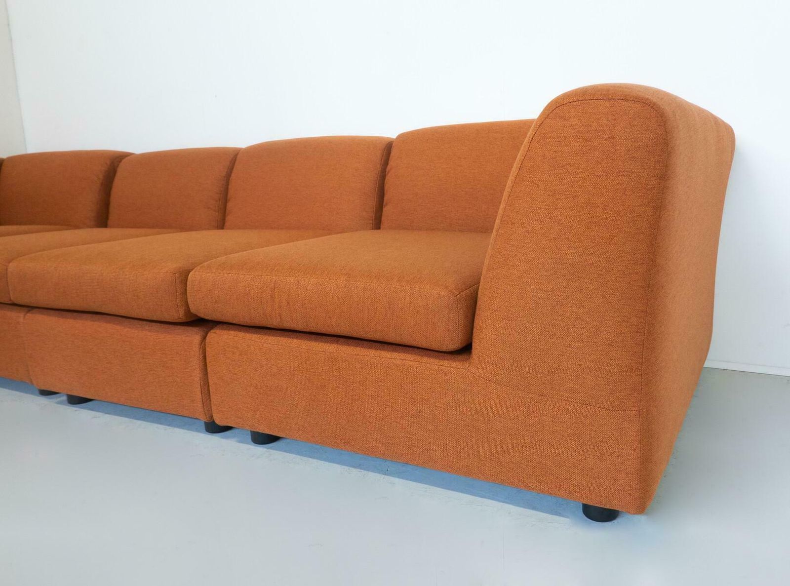 Mid Century Modern Orange Modular Sofa, Italy, 1960s   New Upholstery photo vinterior