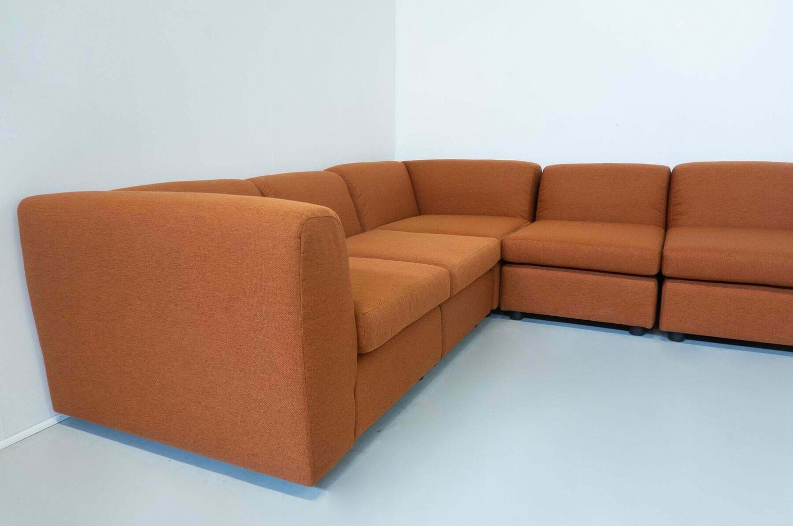 Mid Century Modern Orange Modular Sofa, Italy, 1960s   New Upholstery photo vintage