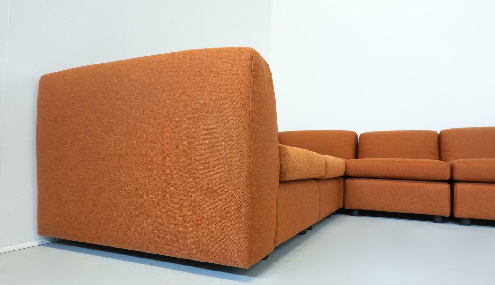 photo furniture Mid Century Modern Orange Modular Sofa, Italy, 1960s   New Upholstery