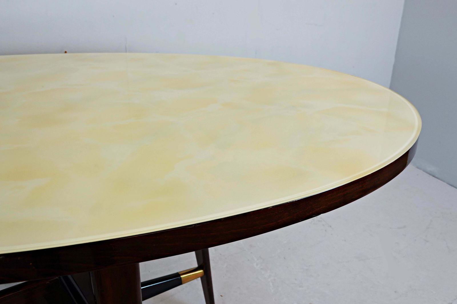 Mid Century Modern Italian Dining Table, Marbled Glass, 1950s photo vinterior