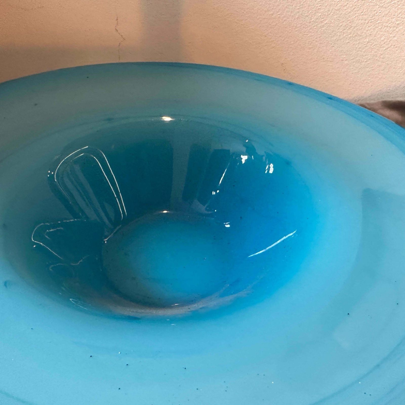 1980s Modern Turquoise And White Murano Glass Round Centerpiece photo 663.0