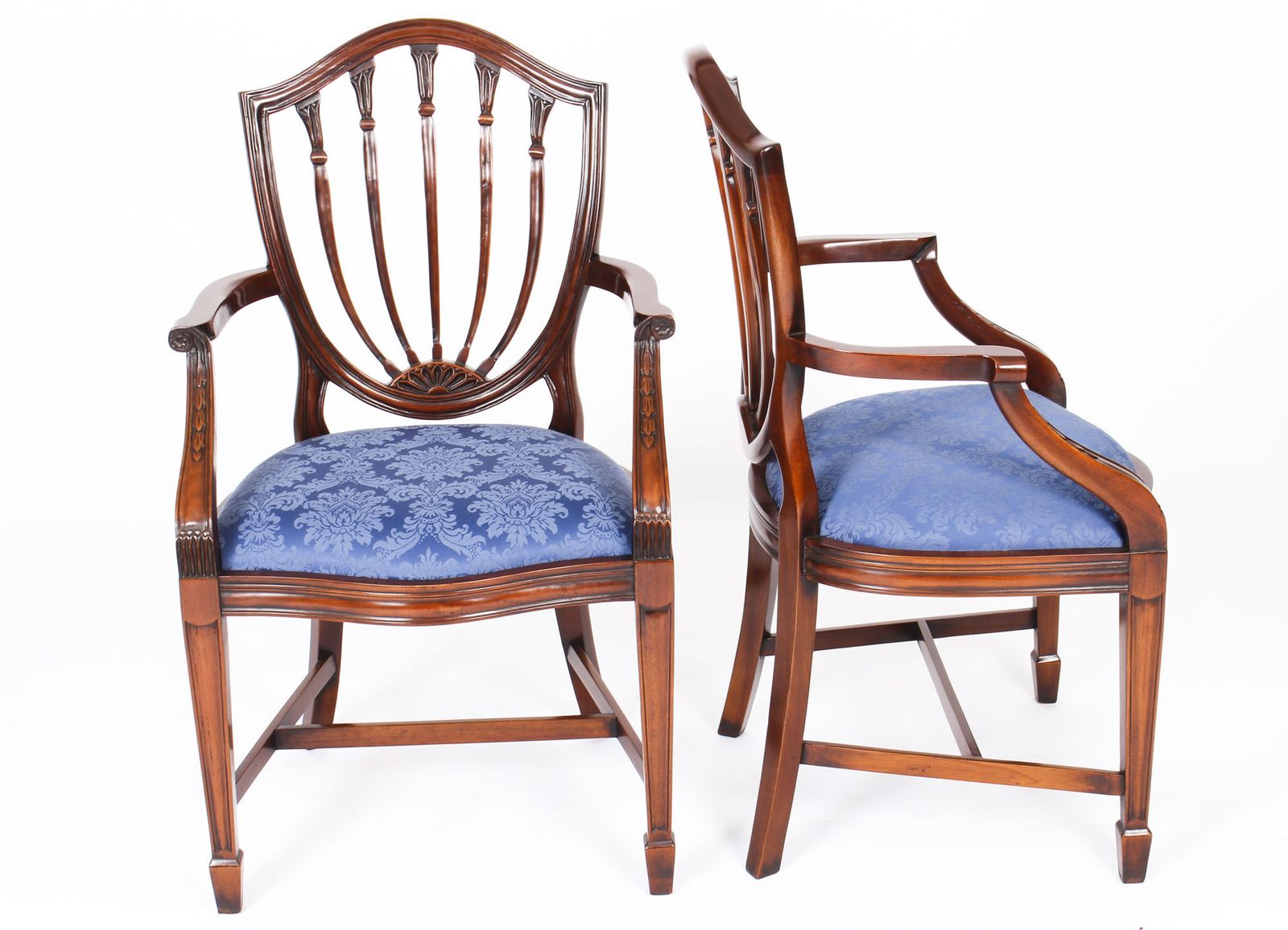 Set 12 English Hepplewhite Revival Dining Chairs 20th Century photo furniture