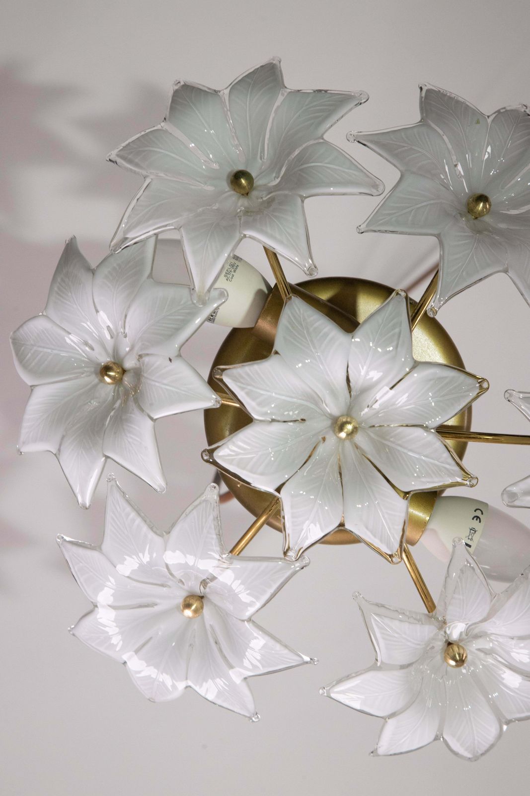 Set Of 2 Delicious Murano Vintage Ceiling Light White Flowers, 1970s photo 1413.0