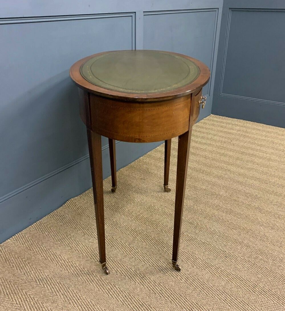 photo for sale Edwardian Oval Inlaid Mahogany Writing Table
