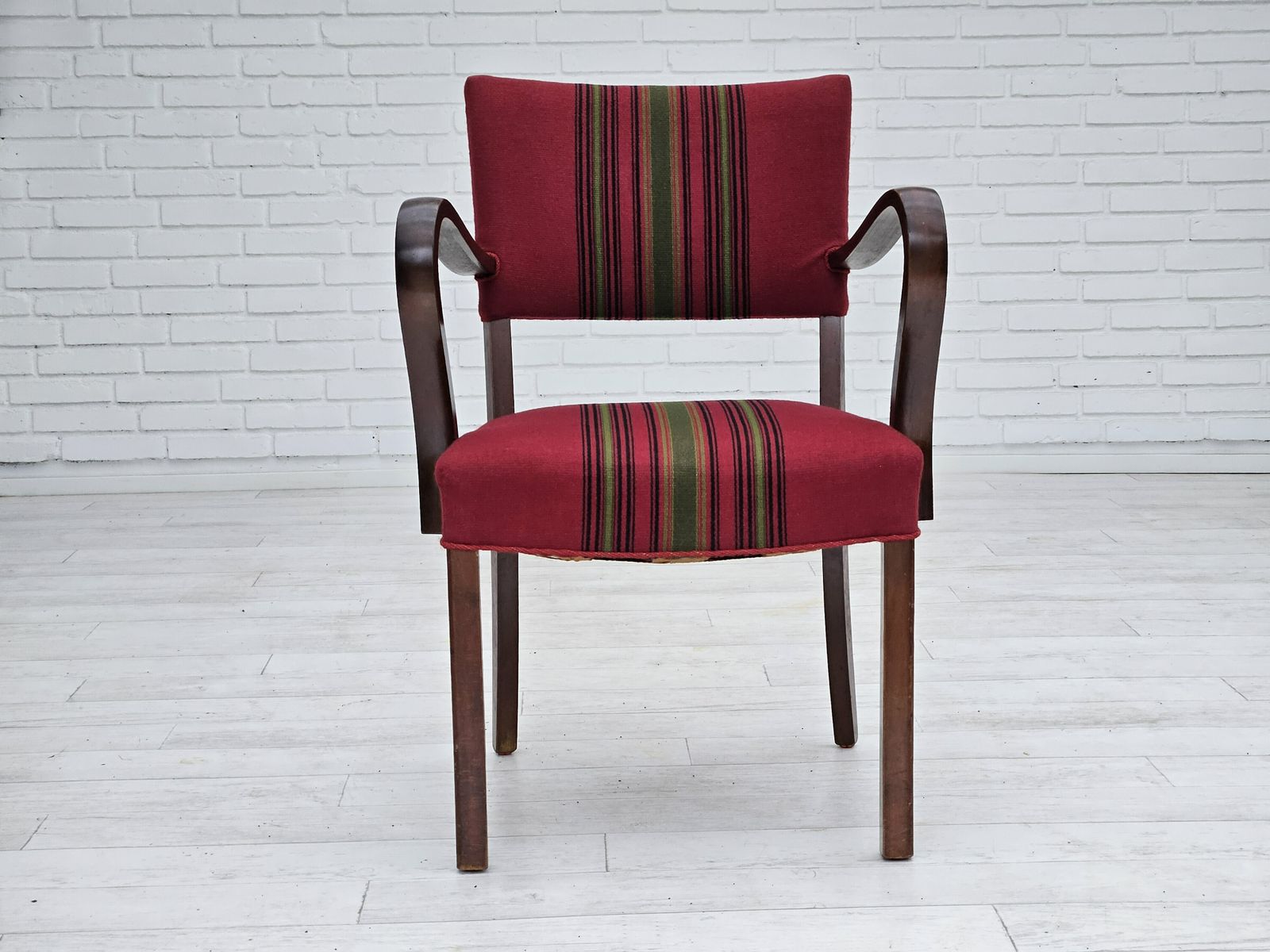 1950s, Pair Of Danish Armchairs, Riginal Very Good Condition, Ash Wood. photo vintage