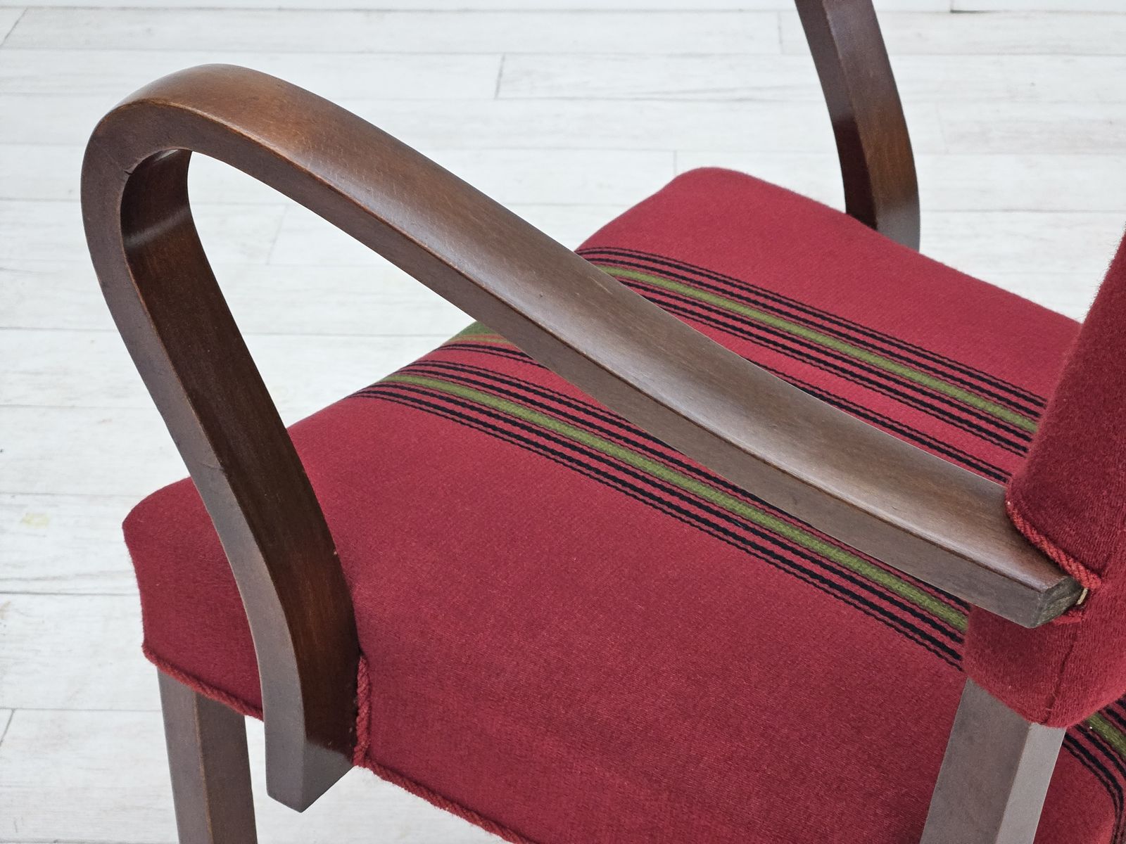 Furniture 1950s, Pair Of Danish Armchairs, Riginal Very Good Condition, Ash Wood. photo
