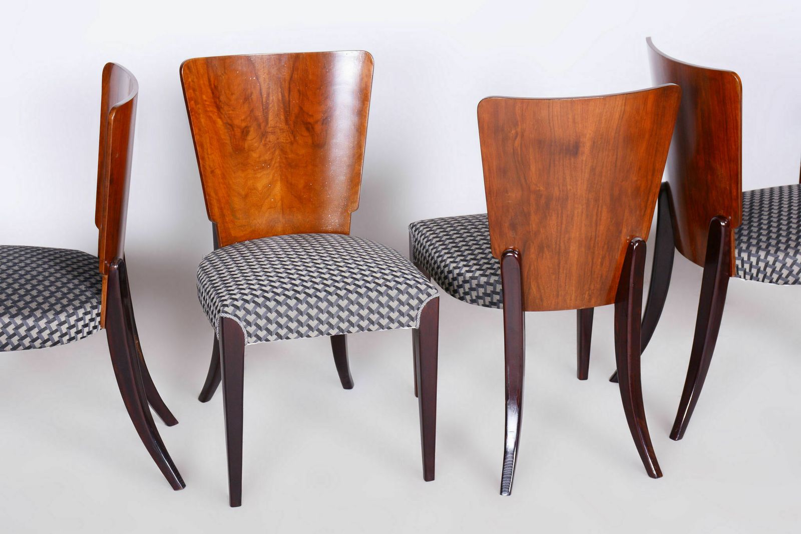 Set Of Four Restored Artdeco Chairs, Halabala, Up Zavody, Beech, Czechia, 1930s photo for sale