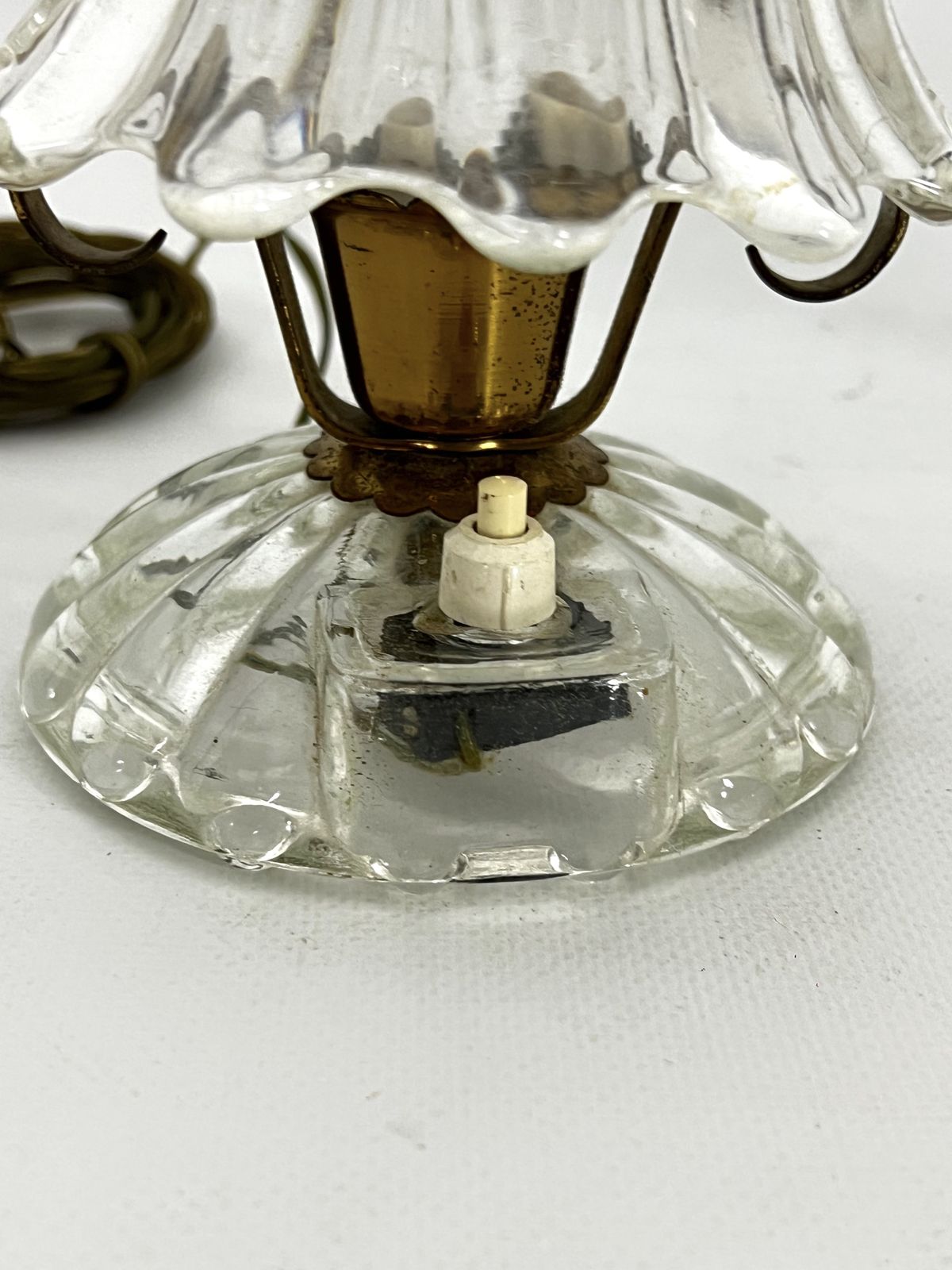 Mid Century Pair Of Ercole Barovier Murano Glass And Brass Table Lamps. 1940s photo 1885.0