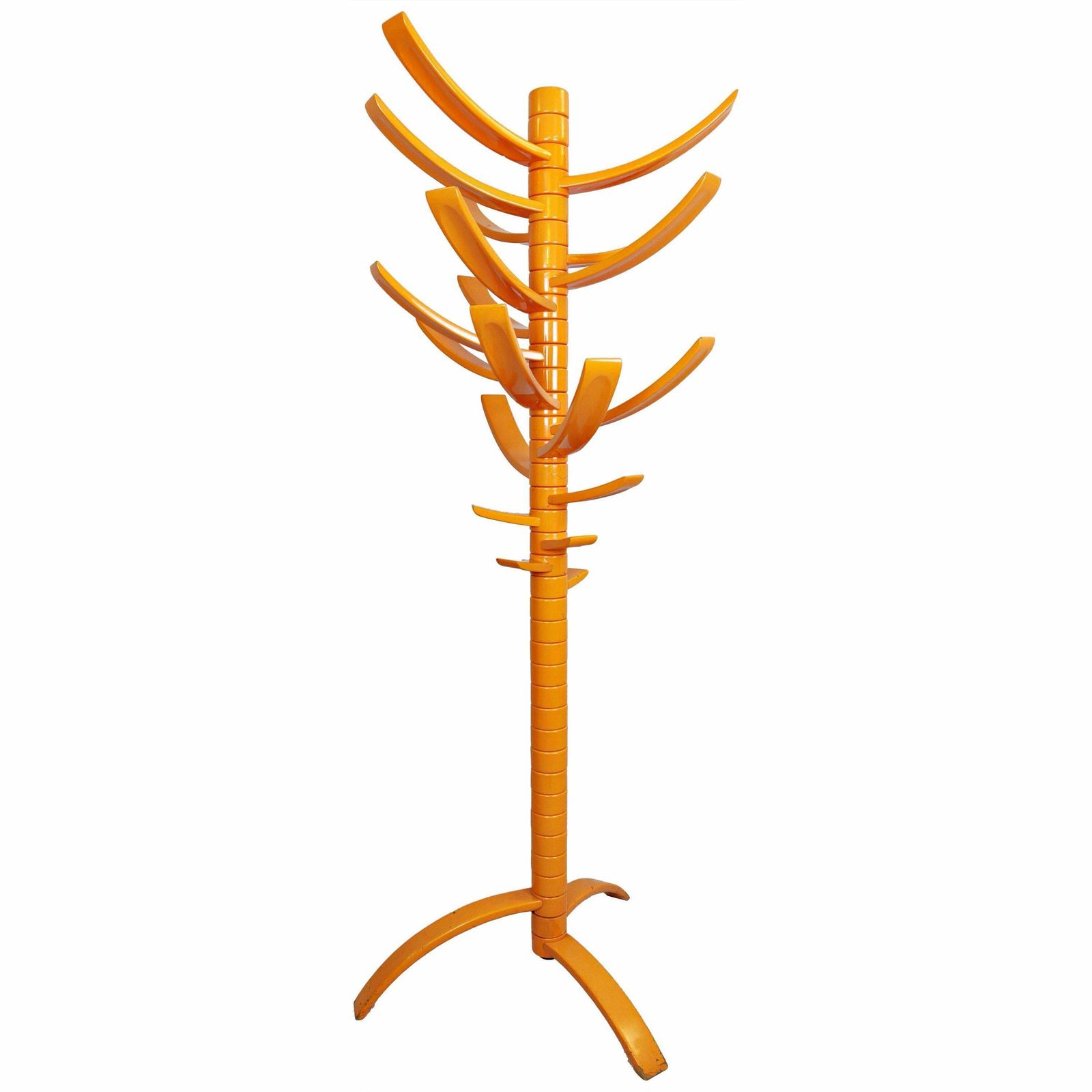 Sculptural Orange Lacquered Wood Coat Rack By Bruce Tippett Renna