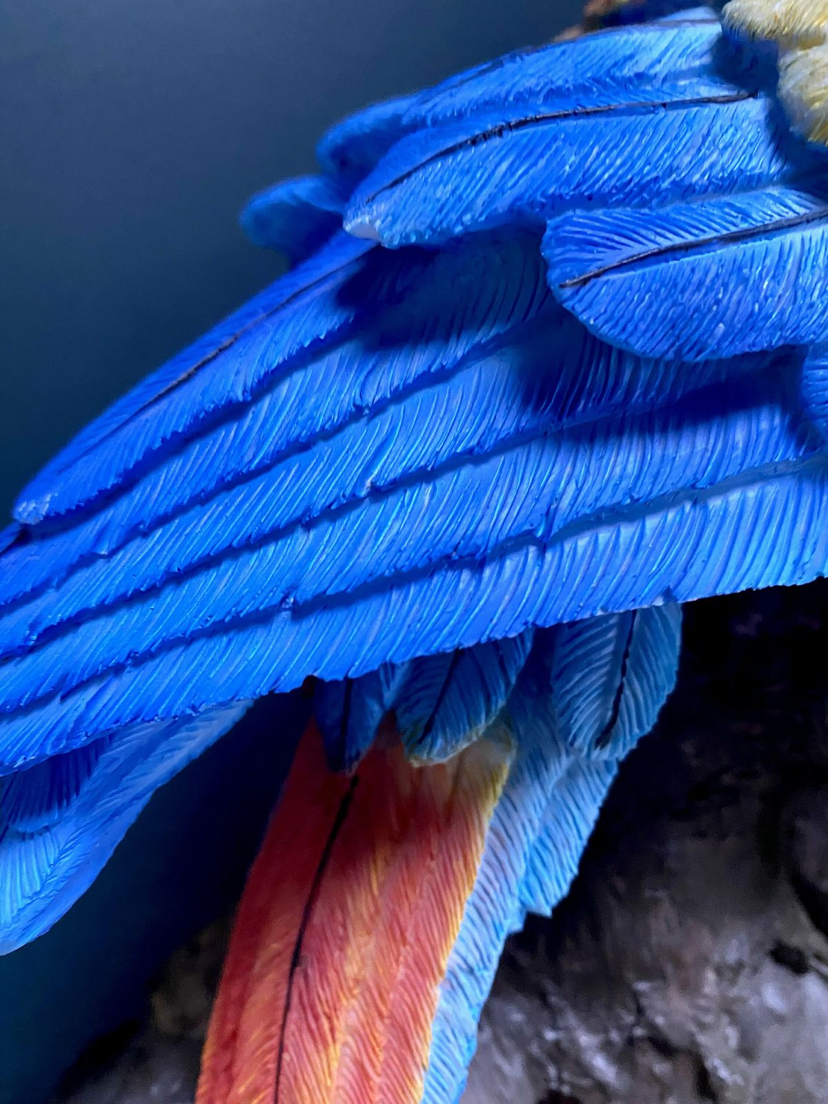 Vintage, Macaw, Parrot Ornament, Resin, On Log. Housewarming Gift, Parrot Collector Gift. photo 125.0