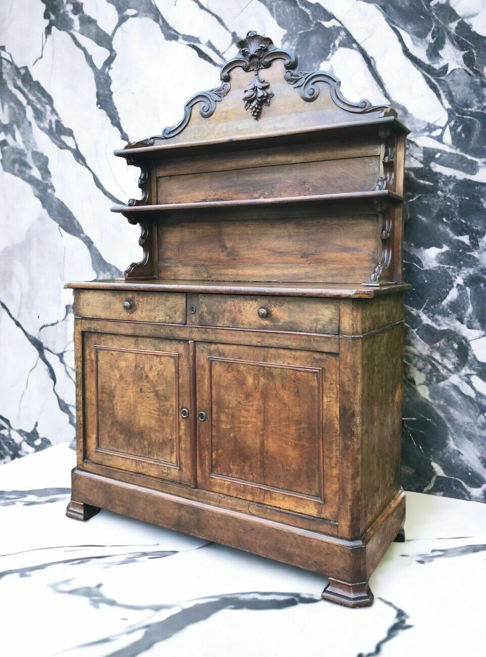 Antique Victorian Burle Walnut Veneer Chiffonier Dresser Server Buffet Sideboard photo furniture