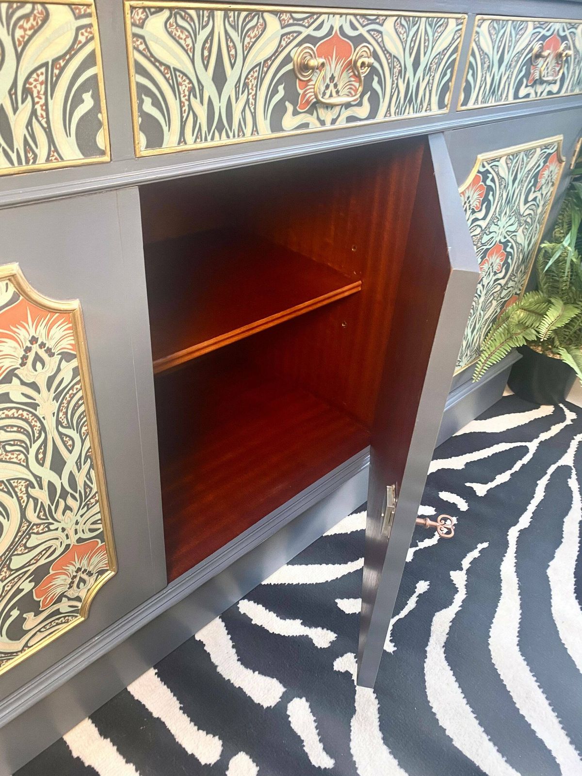 photo furniture Upcycled Vintage Sideboard, Tv Unit , William Morris Print , Living Room, Dining Room Storage.