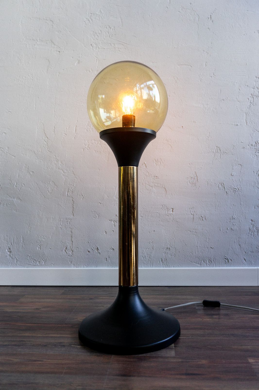 Vintage Glass Metal Floor Lamp, 80s photo 300.0
