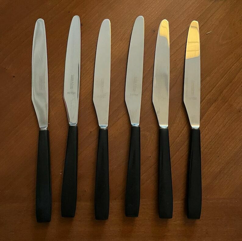 Set Of 6 Black Handled Vintage Cutlery/ Flatware photo furniture