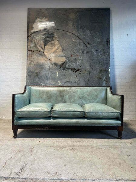 19thc Antique Country House Sofa   Fully Restored In Hand Dyed A Tiffany Leather photo for sale