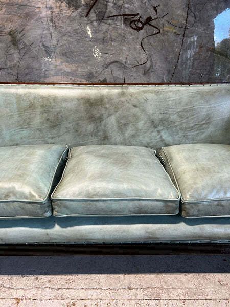 19thc Antique Country House Sofa   Fully Restored In Hand Dyed A Tiffany Leather photo vinterior