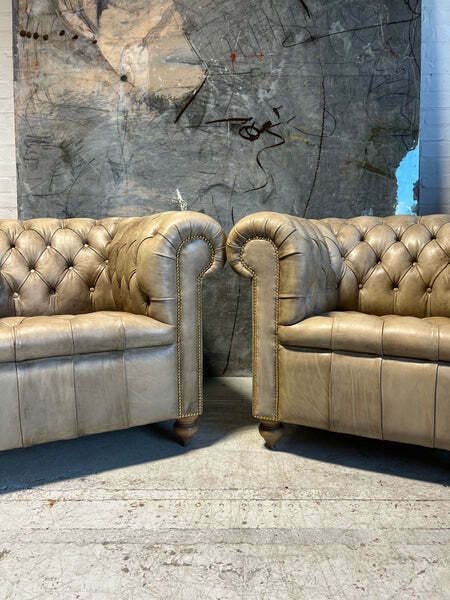 Fully Restored Matching Pair Of Chesterfield Club Chairs Finished In Our Hand Dyed Leathers photo 4899.0