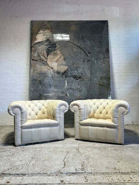 Fully Restored Matching Pair Of Chesterfield Club Chairs Finished In Our Hand Dyed Leathers photo vinterior