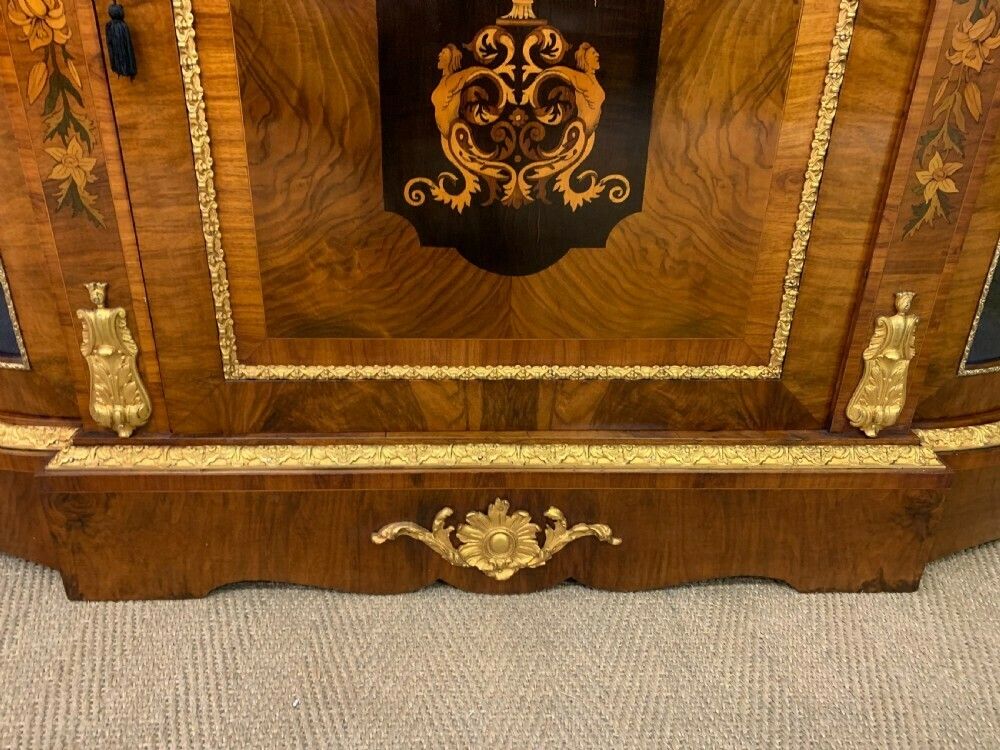 Furniture Victorian Burr Walnut Marquetry Credenza photo