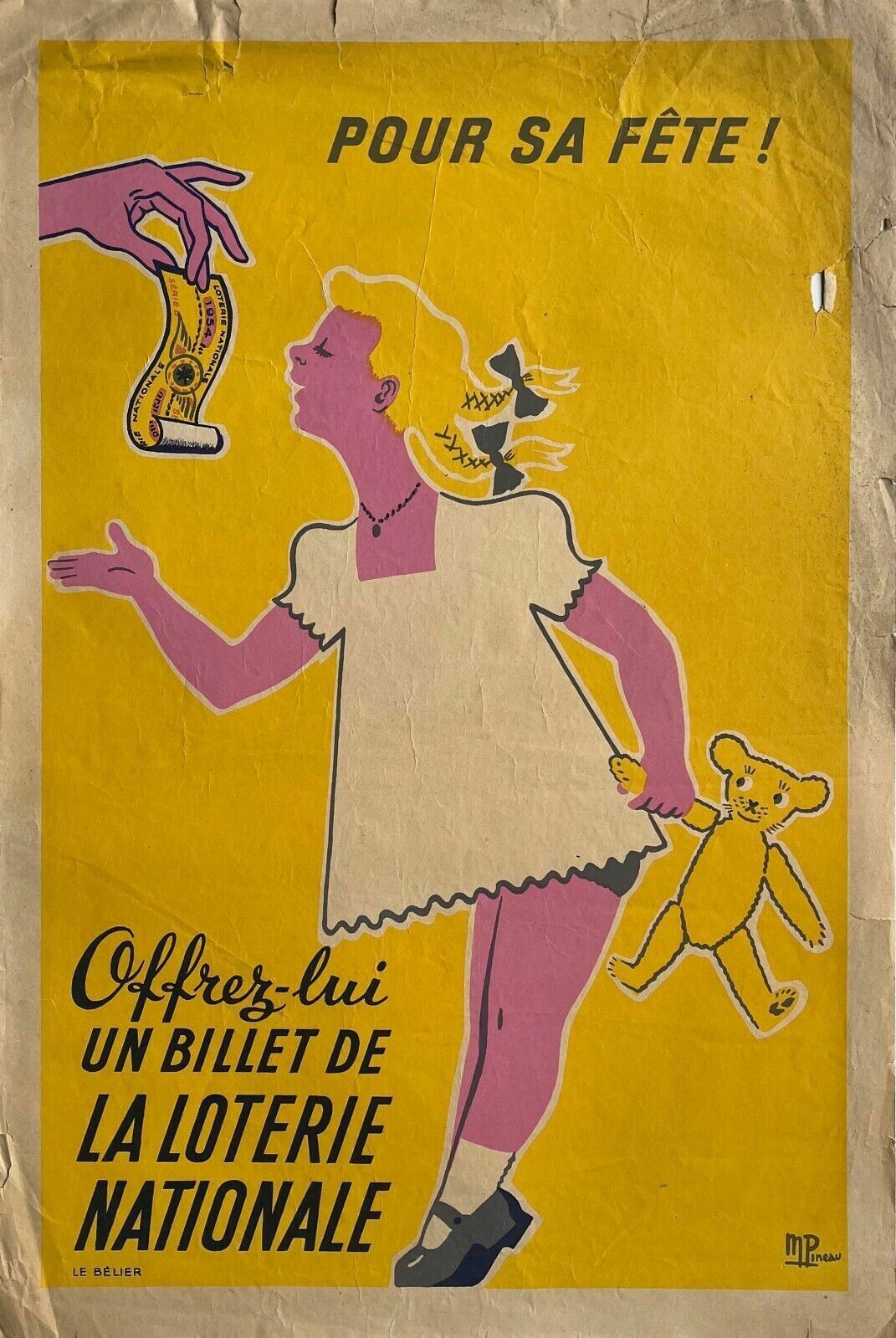 Vintage Poster Poster National Lottery For Its Party 1954 By Pineau