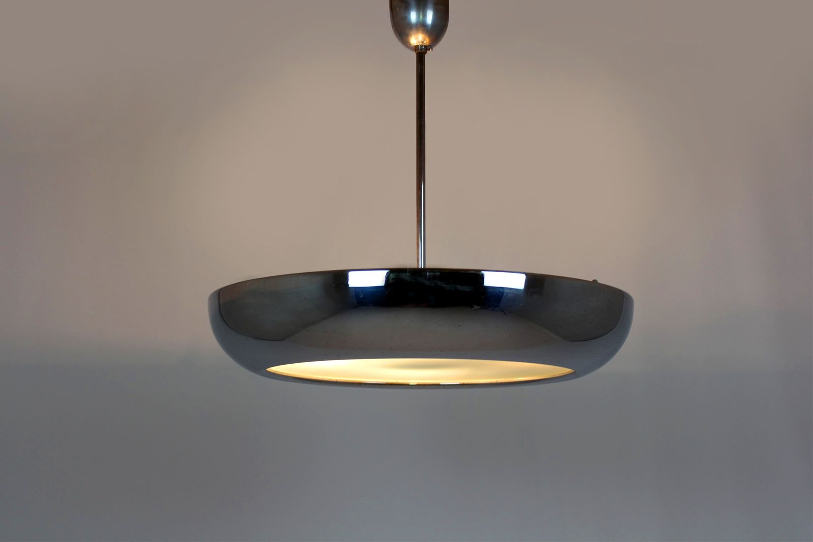 Lighting Bauhaus Functionalist Ufo Pendant Lamp By Josef Hurka For Napako, 1930s photo