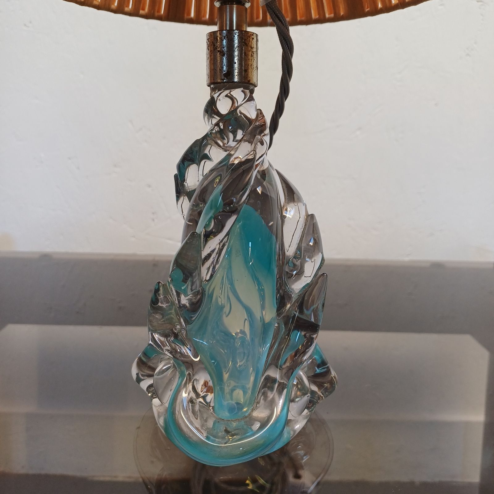 Murano Sommerso Pale Blue Glass Lamp photo for sale