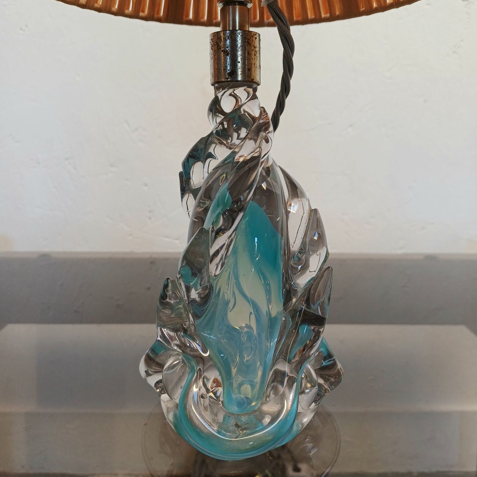 Murano Sommerso Pale Blue Glass Lamp photo vinterior
