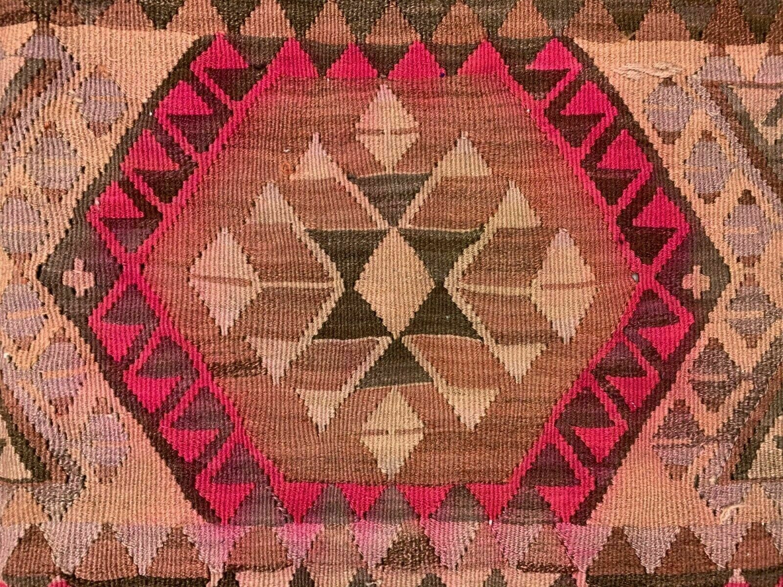 Vintage Turkish Kilim 414x174 Cm Wool Kelim Rug Large Pink, Beige, Brown, Black photo vinterior