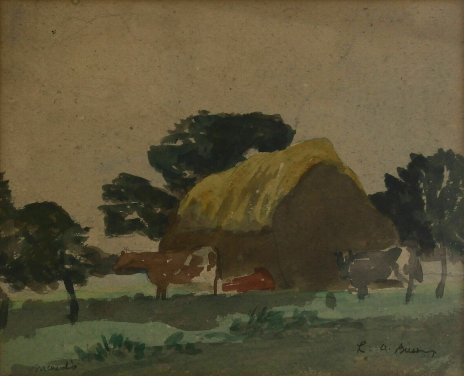 Watercolour And Pastel By Leonard Orsini Bussey. Titled "Mauds" (Farm Wigton). photo furniture