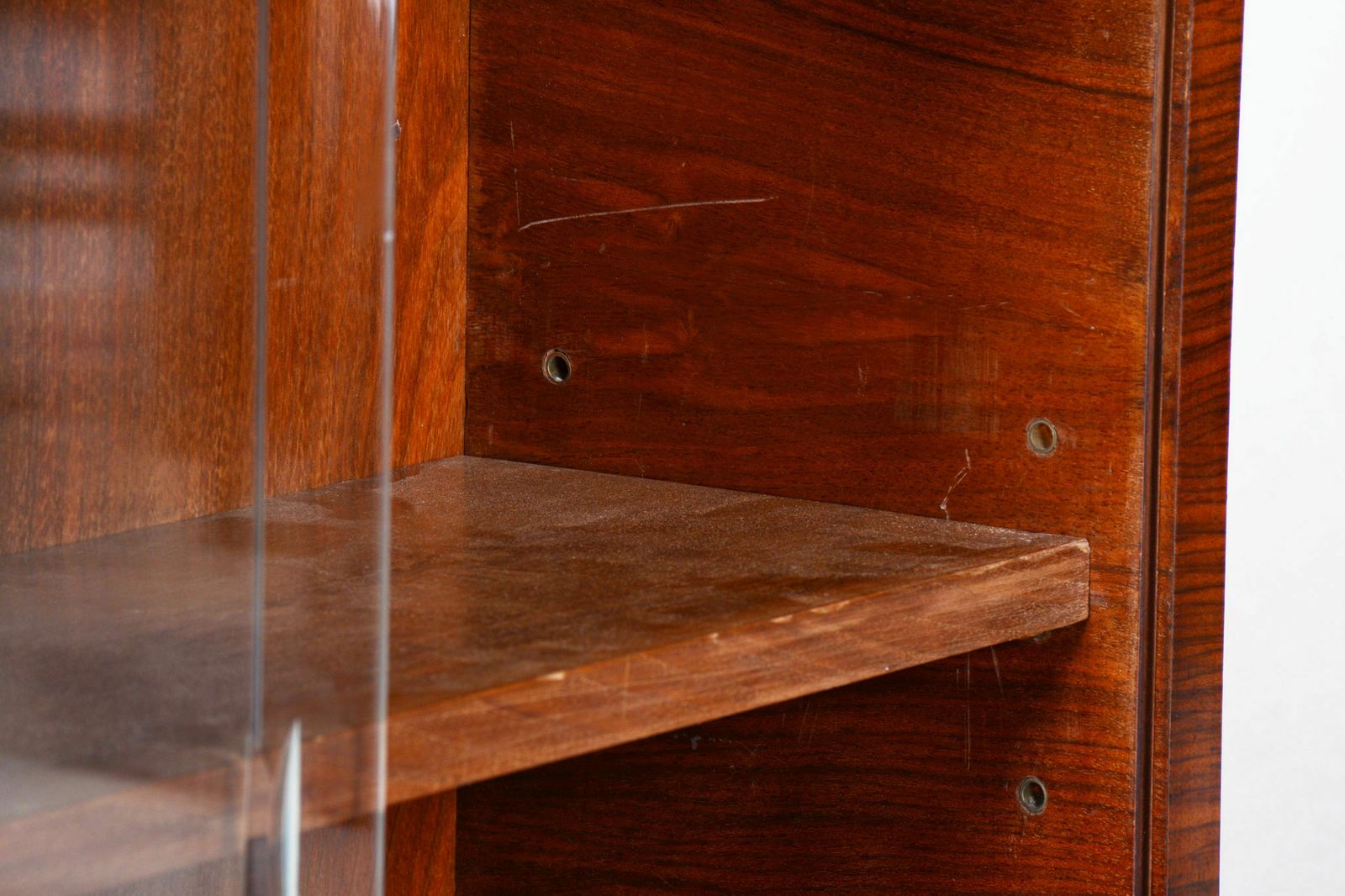 Small Restored Art Deco Display Bookcase, Walnut And Glass, Czech, 1930s photo buy