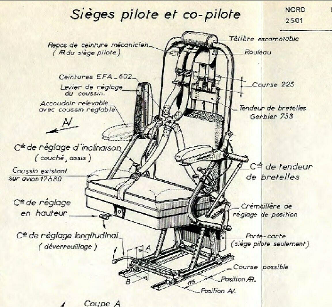 Aircraft Pilots Chair French Air Force Nord 2501 Noratlas photo 1380.0
