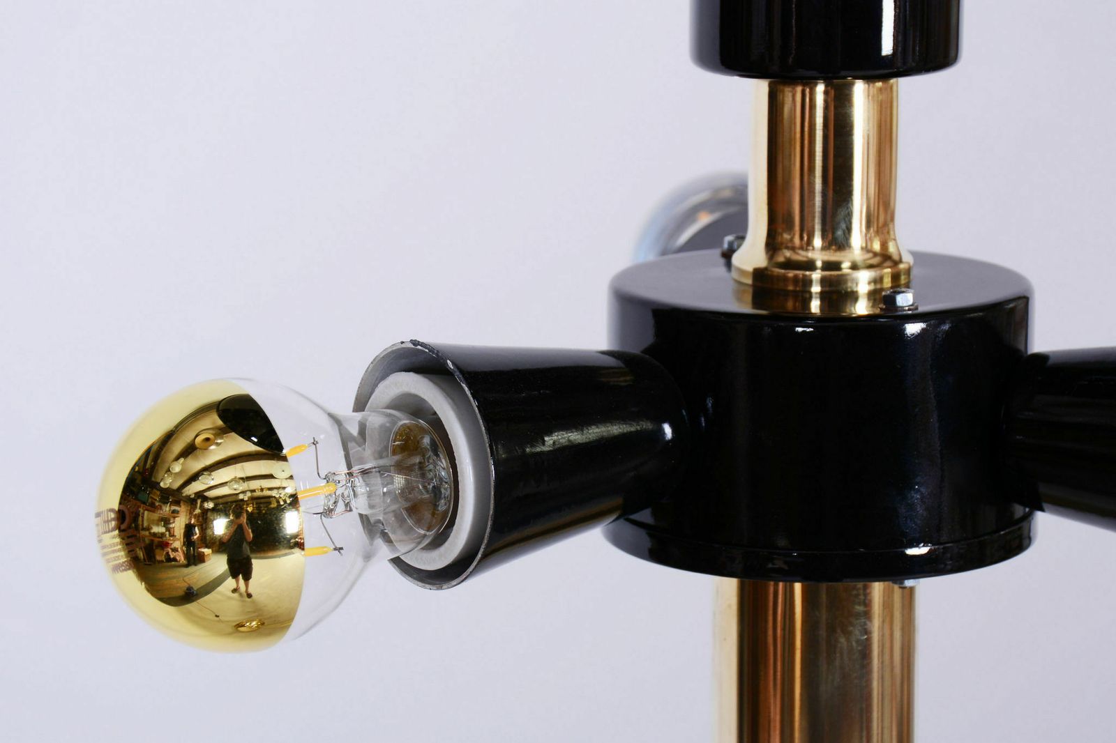 Restored Mid Century Brass Floor Lamp, By Kamenický šenov, Czech, 1960s photo for sale