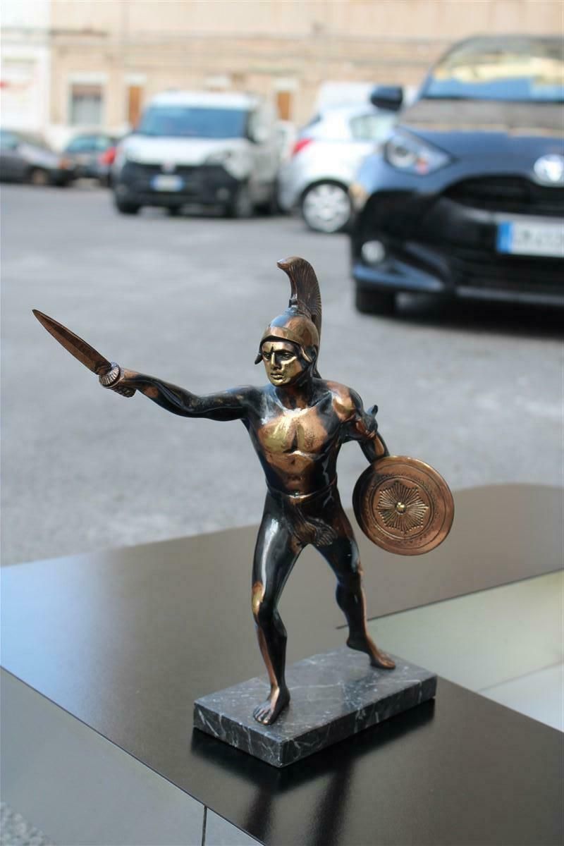 Aged Metal Figurative Sculpture Of Gladiator Roman Warrior 1950s photo furniture